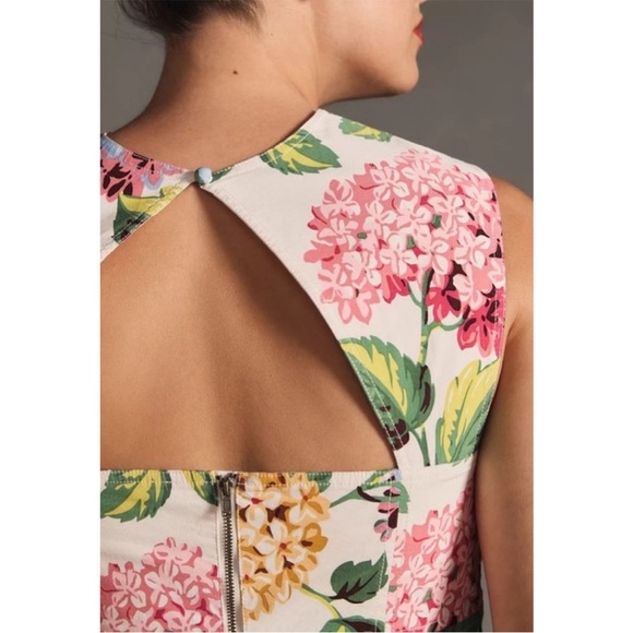 By Anthropologie Slim Square-Neck Sheath Midi Dress Floral Print NWT Size 2 - Picture 5 of 12